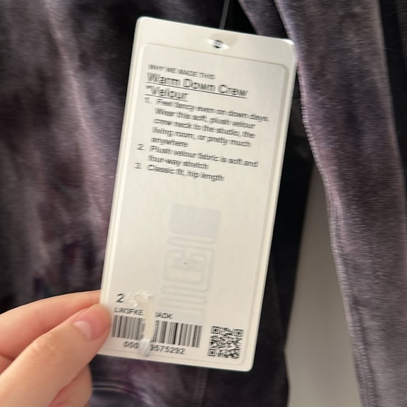 NWT Lululemon Warm Down Crew Velour Size 2! - Picture 3 of 7